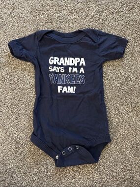 Navy "Grandpa Says I'm a Yankees Fan!" Baby One-Piece 18-24 Months